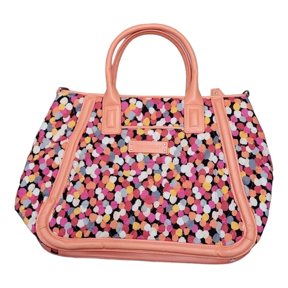 Vera Bradley Handbags - Vera Bradley NWOT Trimmed trapeze tote faux leather Pixie Confetti Pink
